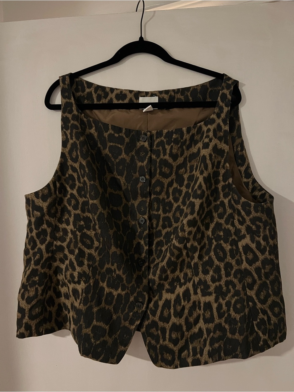 H&M Leopard Print Button-Front Crop Top - Brown & Black